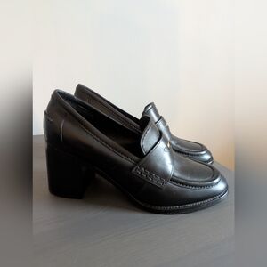 Veronica Beard Penny 70MM Black Leather Loafer Pumps